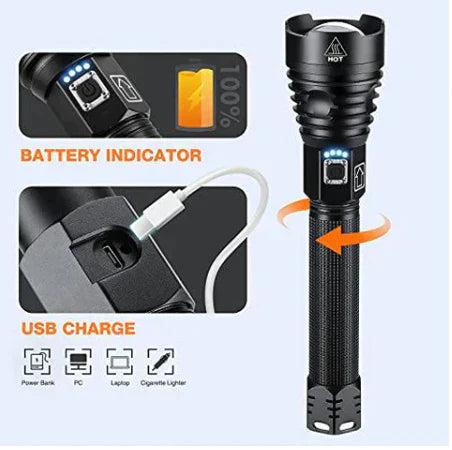 P90 LED Rechargeable Tactical Laser Flashlight