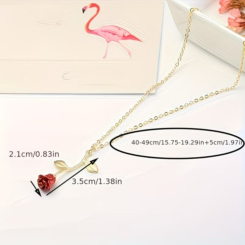 Falling Rose Pendant Golden Adjustable Chain